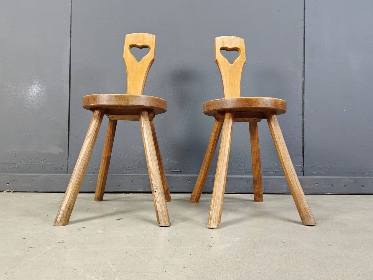 Pair of brutalist side chairs, brown oak, Sweden, 1960s. - 272398