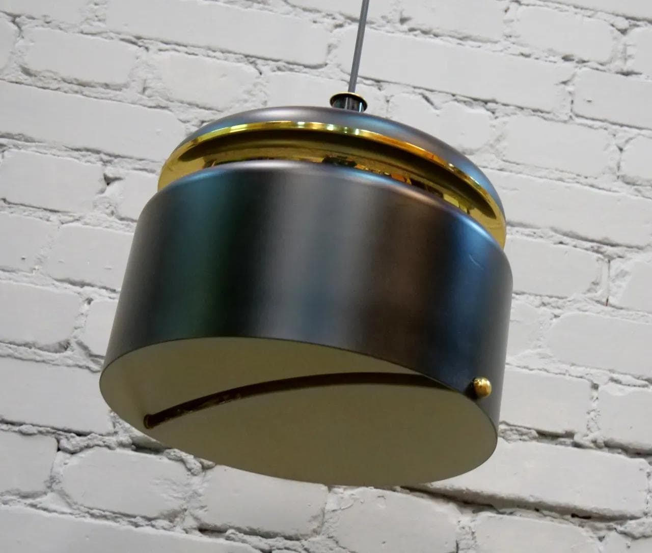 Lampa sufitowa, metal czarny, mosiądz złoty, proj. J. Hammerborg, Fog & Morup, Dania, lata 60. - 19112