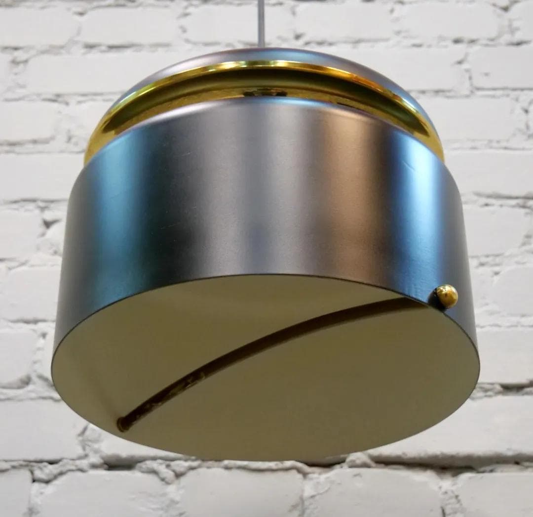 Lampa sufitowa, metal czarny, mosiądz złoty, proj. J. Hammerborg, Fog & Morup, Dania, lata 60. - 19108