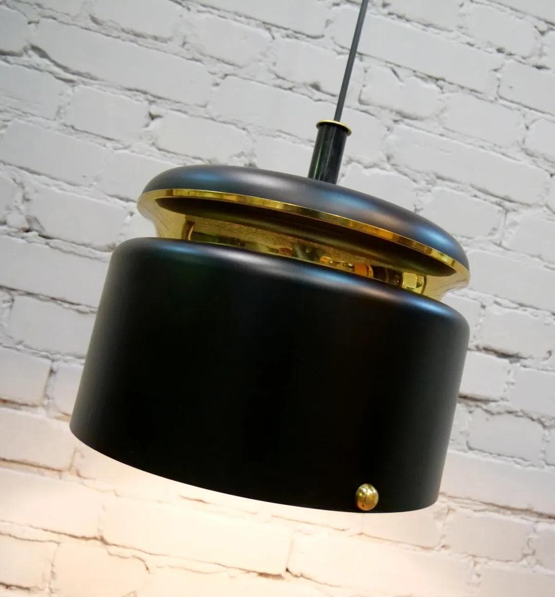 Lampa sufitowa, metal czarny, mosiądz złoty, proj. J. Hammerborg, Fog & Morup, Dania, lata 60. - 19106