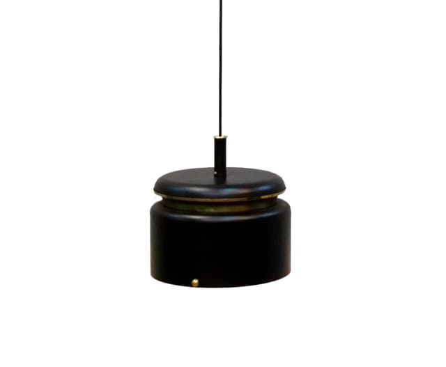 Lampa sufitowa, metal czarny, mosiądz złoty, proj. J. Hammerborg, Fog & Morup, Dania, lata 60. - WYMIARY