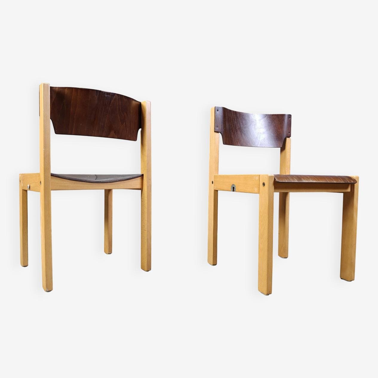 set of five stacking chairs, brown, wood, Denmark, 1980s - 272367