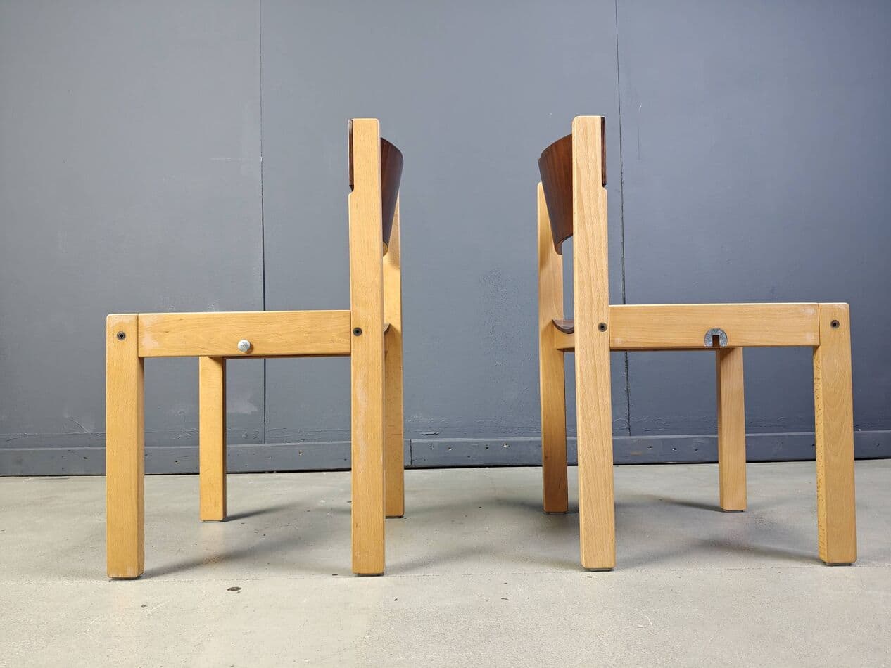 set of five stacking chairs, brown, wood, Denmark, 1980s - 272372