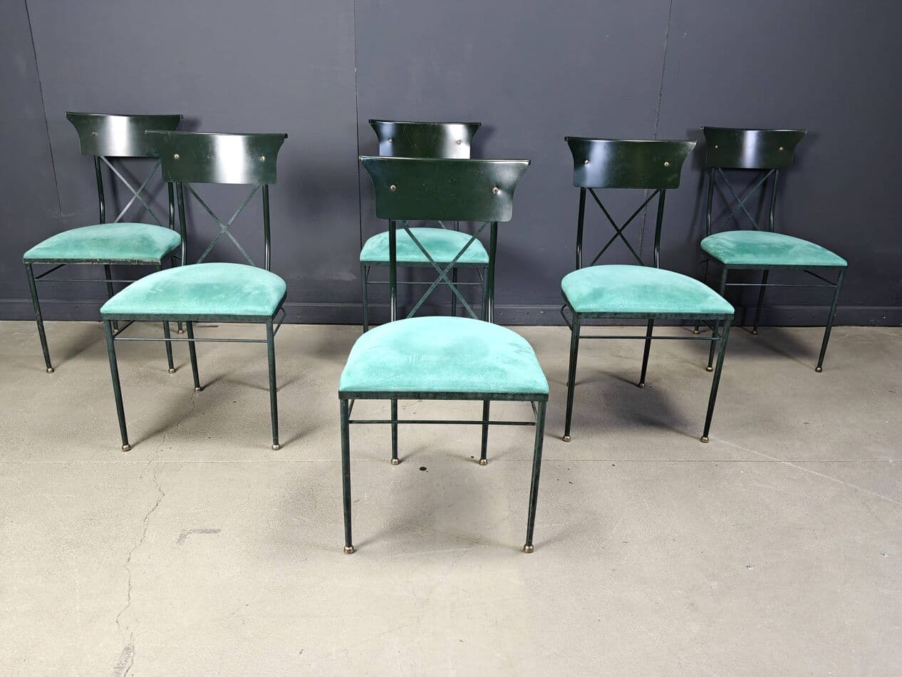 set of six dining chairs, green, Belgium, 1970s - 272345