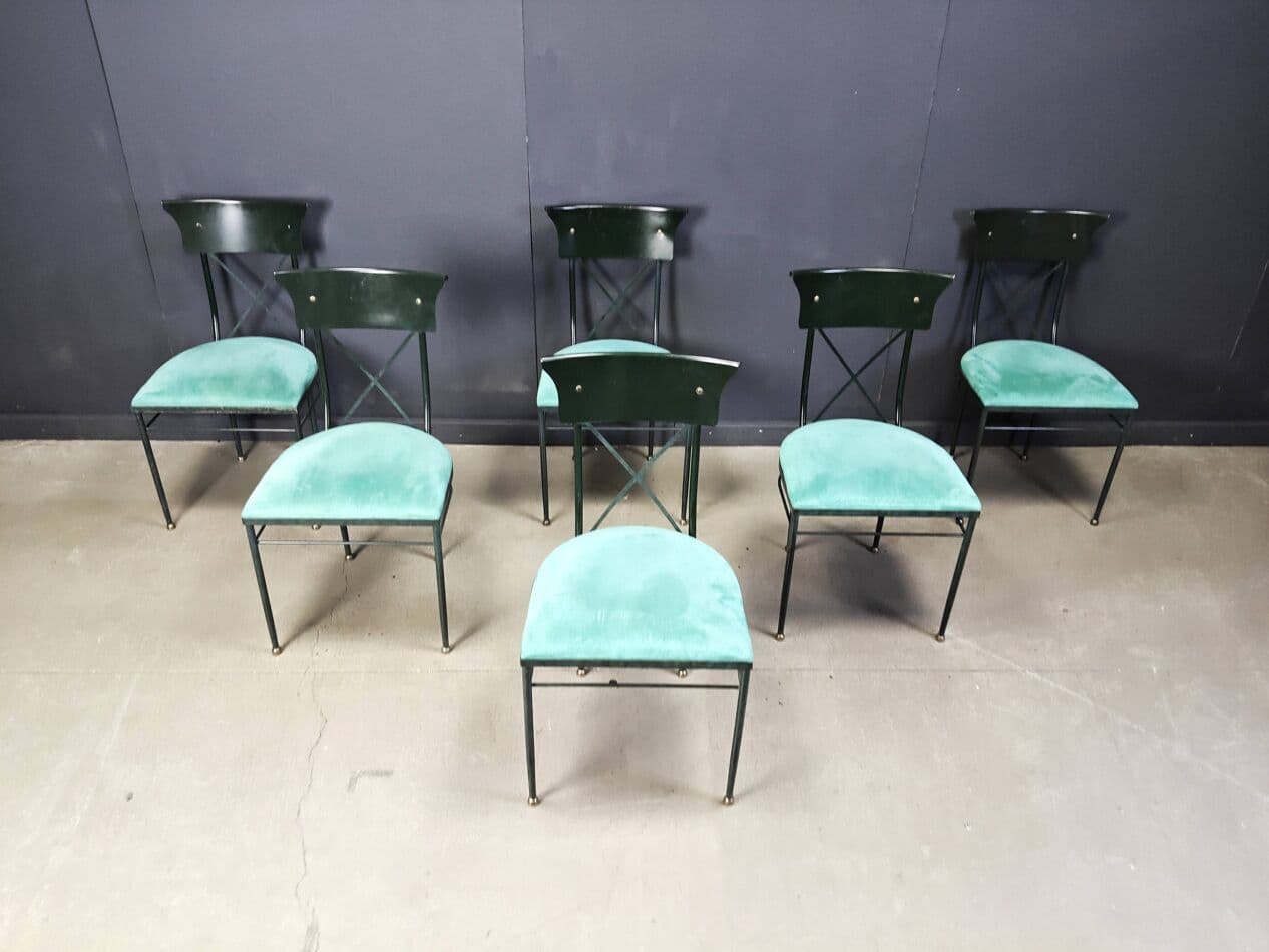 set of six dining chairs, green, Belgium, 1970s - 272346