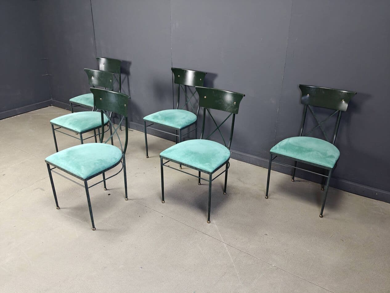 set of six dining chairs, green, Belgium, 1970s - 272352