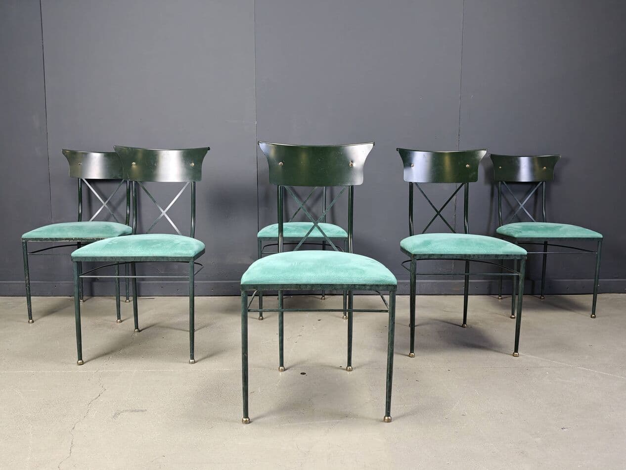 set of six dining chairs, green, Belgium, 1970s - 272355