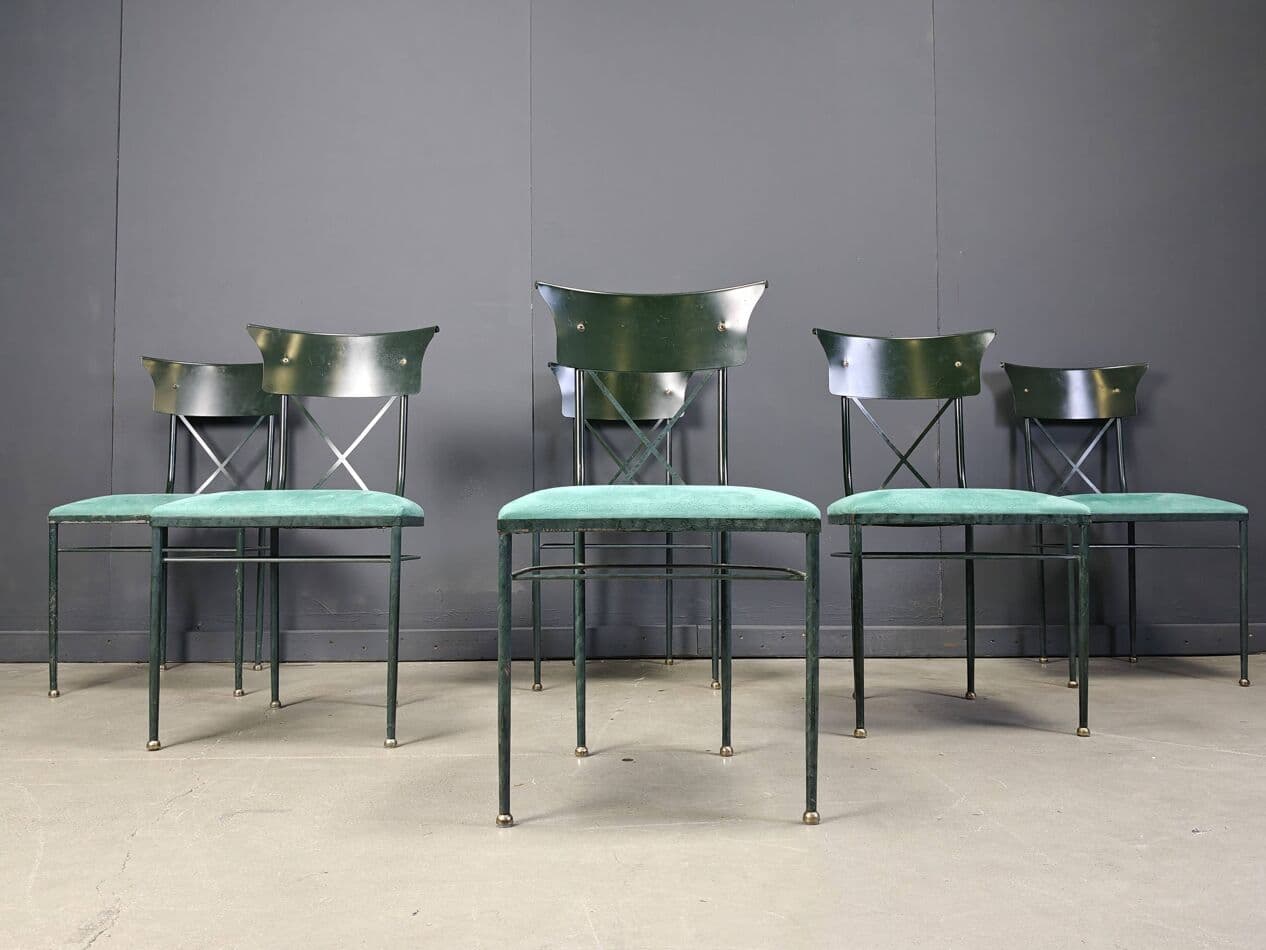 set of six dining chairs, green, Belgium, 1970s - 272354