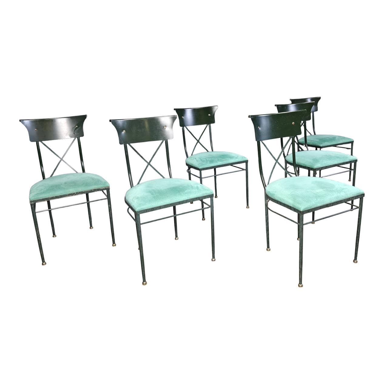 set of six dining chairs, green, Belgium, 1970s