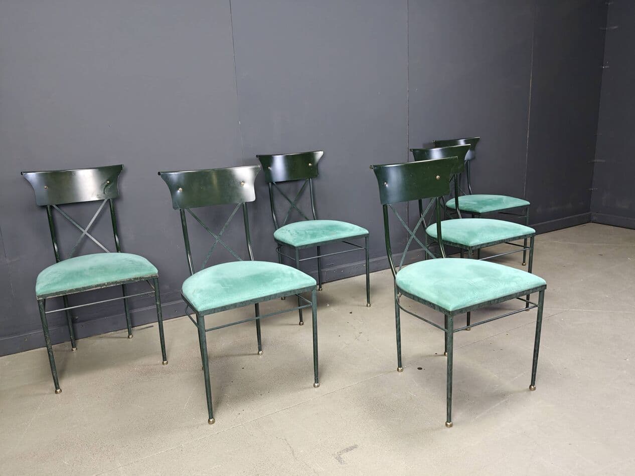 set of six dining chairs, green, Belgium, 1970s - 272353