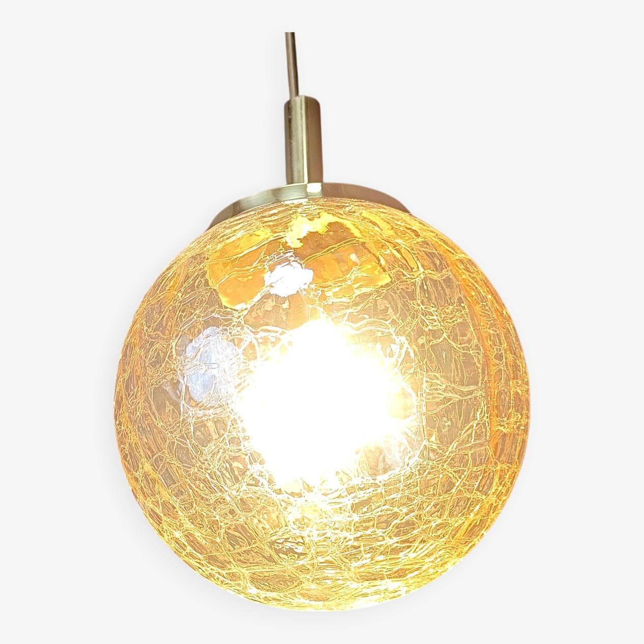 Lampa wisząca kula, złoty, szkło, Niemcy, lata 60. - 272231