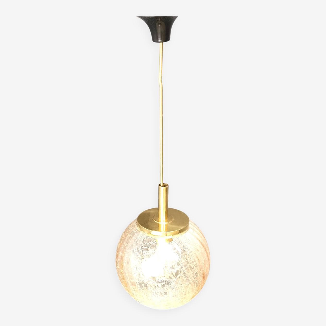 Lampa wisząca kula, złoty, szkło, Niemcy, lata 60. - 272233