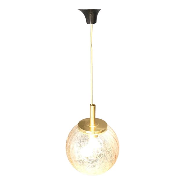 Lampa wisząca kula, złoty, szkło, Niemcy, lata 60. - WYMIARY