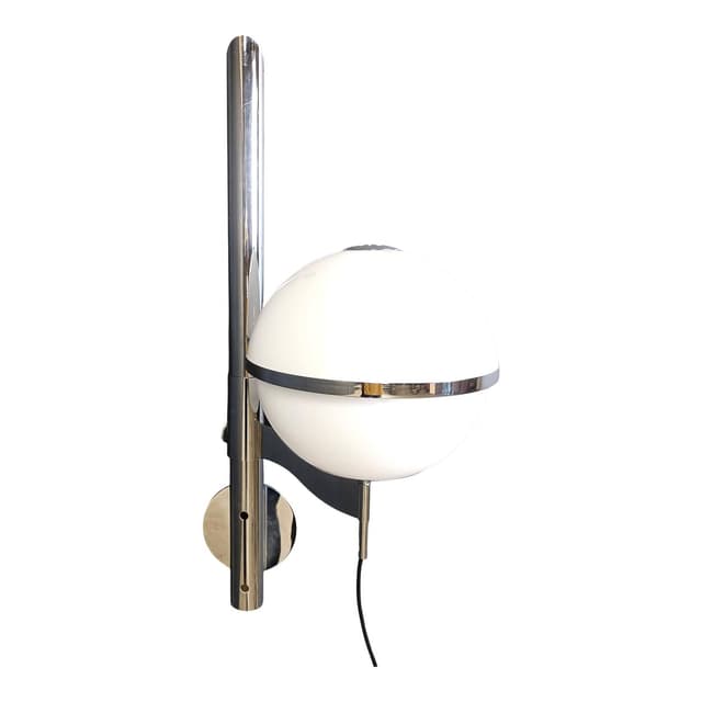 Wall lamp Pusicona, white glass, chrome, by F. Micolitti, Artemide, Italy, 1960s. - DIMENSION