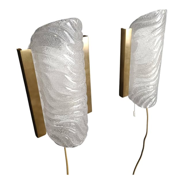 Para kinkietów, mosiądz złoty, szkło, Niemcy, lata 60. - WYMIARY