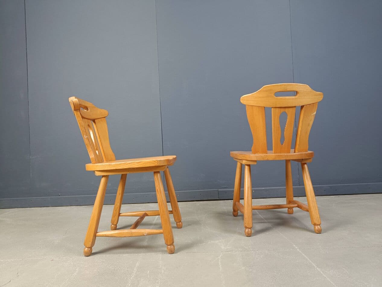 set of four brutalist dining chairs, brown oak, Germany, 1960s - 272145
