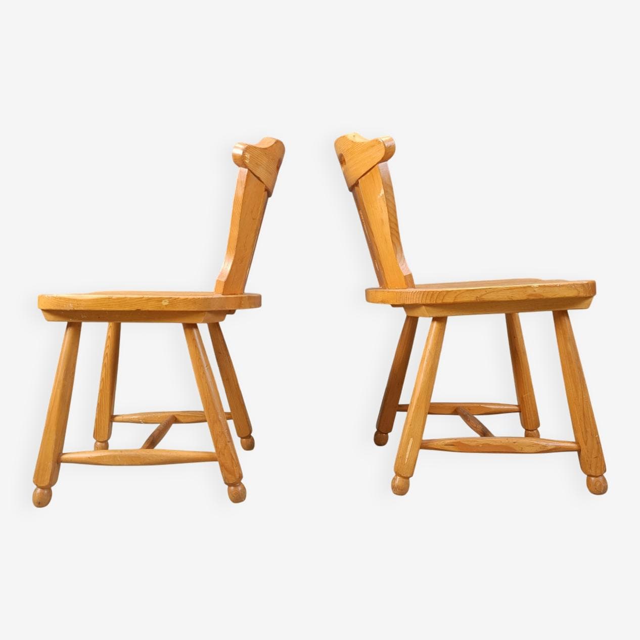 set of four brutalist dining chairs, brown oak, Germany, 1960s - 272138