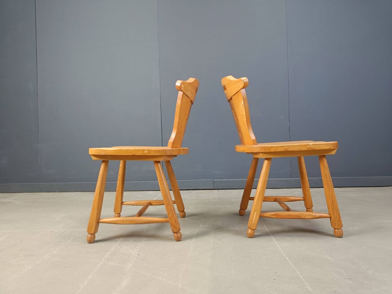 set of four brutalist dining chairs, brown oak, Germany, 1960s - 272143