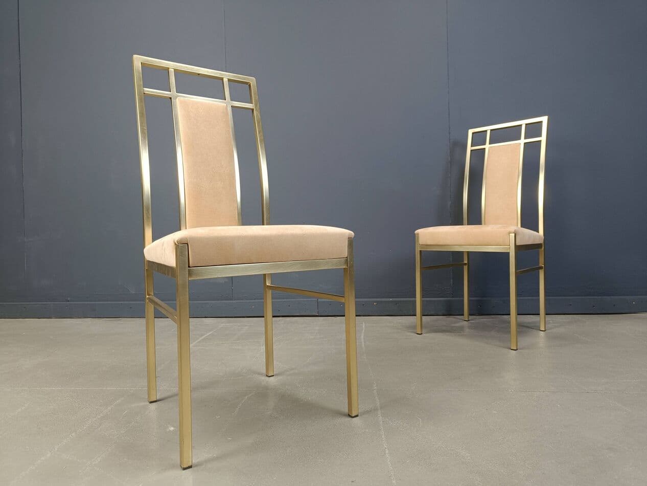 set of six dining chairs, gold brass, Belgochrom, Belgium, 1970s - 272093