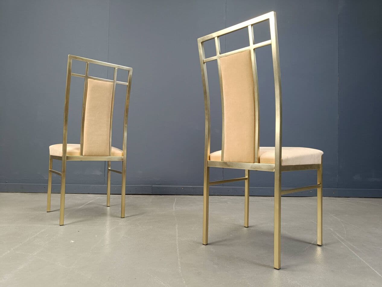 set of six dining chairs, gold brass, Belgochrom, Belgium, 1970s - 272091