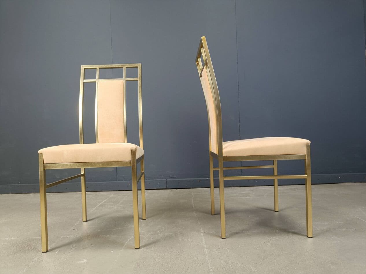 set of six dining chairs, gold brass, Belgochrom, Belgium, 1970s - 272090