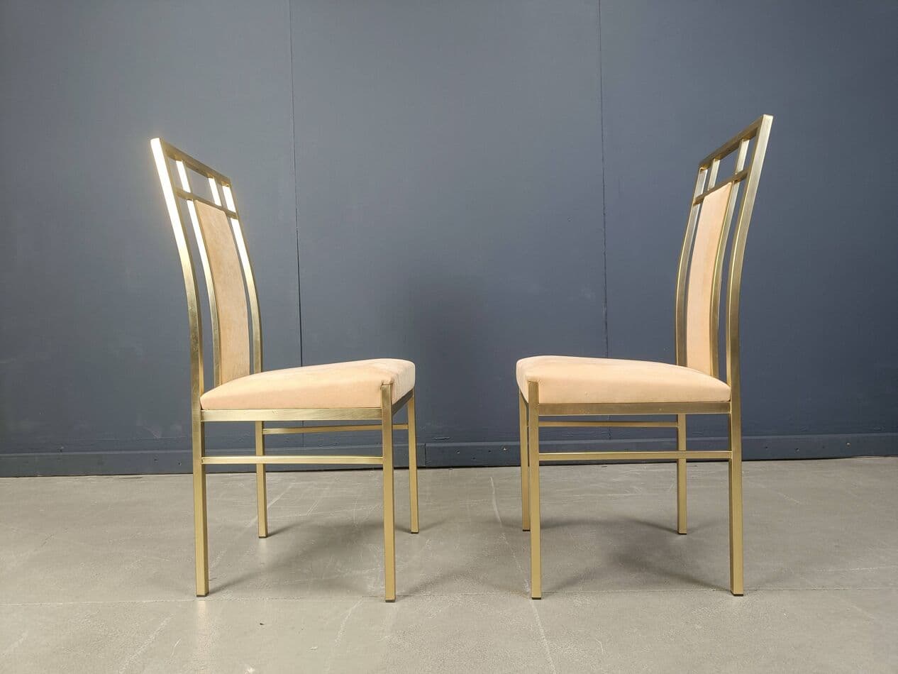 set of six dining chairs, gold brass, Belgochrom, Belgium, 1970s - 272092