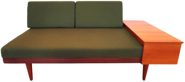 Sofa rozkładana Swanette, zielona, drewno, proj. I. Relling, H. Vik, Svane Ekornes, Norwegia, lata 60. - WYMIARY
