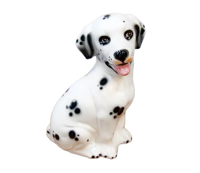 White Ceramic Dalmatian Dog Figurine, Poland, 1970s - DIMENSION