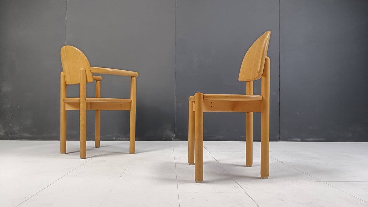 Zestaw sześciu krzeseł jadalnianych, sosna brązowy, proj. R. Daumiller, Dania, lata 80. - 271912