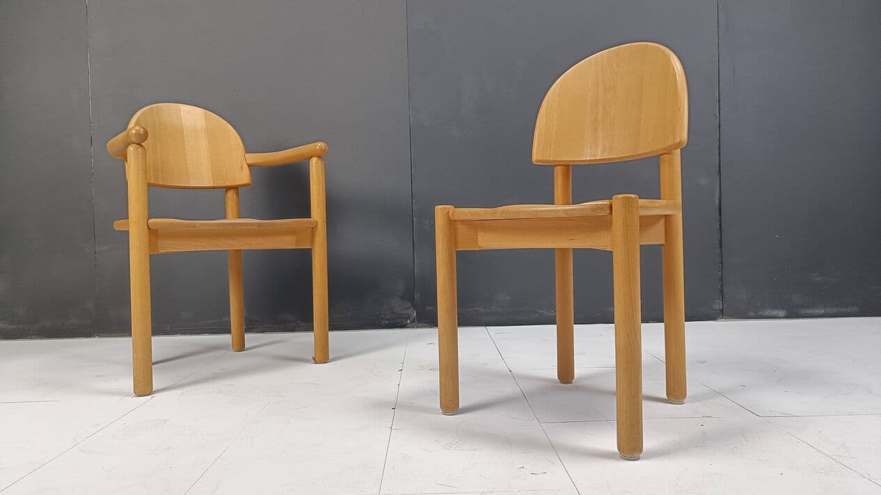 Zestaw sześciu krzeseł jadalnianych, sosna brązowy, proj. R. Daumiller, Dania, lata 80. - 271911