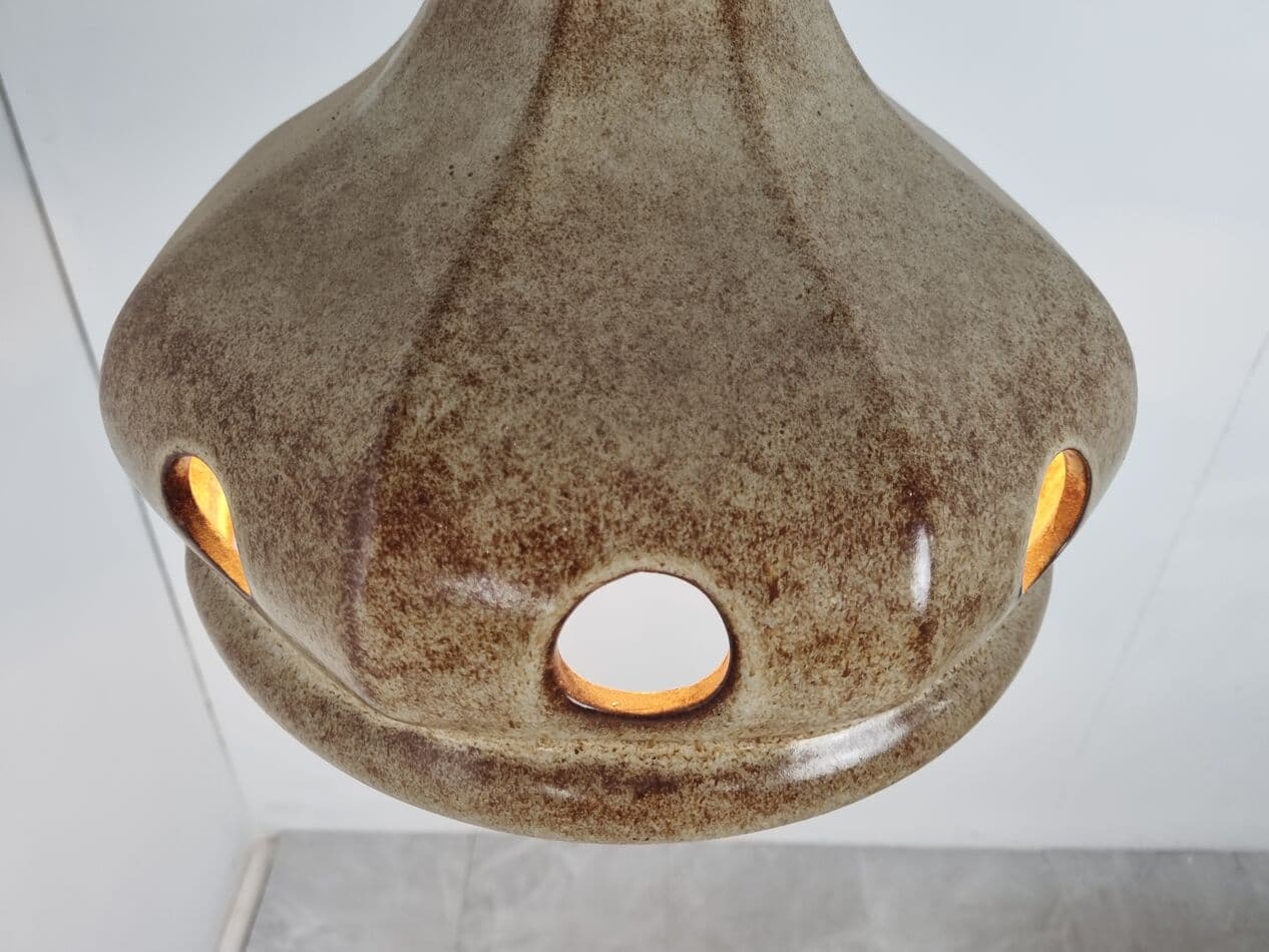 Lampa wisząca, beżowa, ceramika, Niemcy, lata 60. - 271745