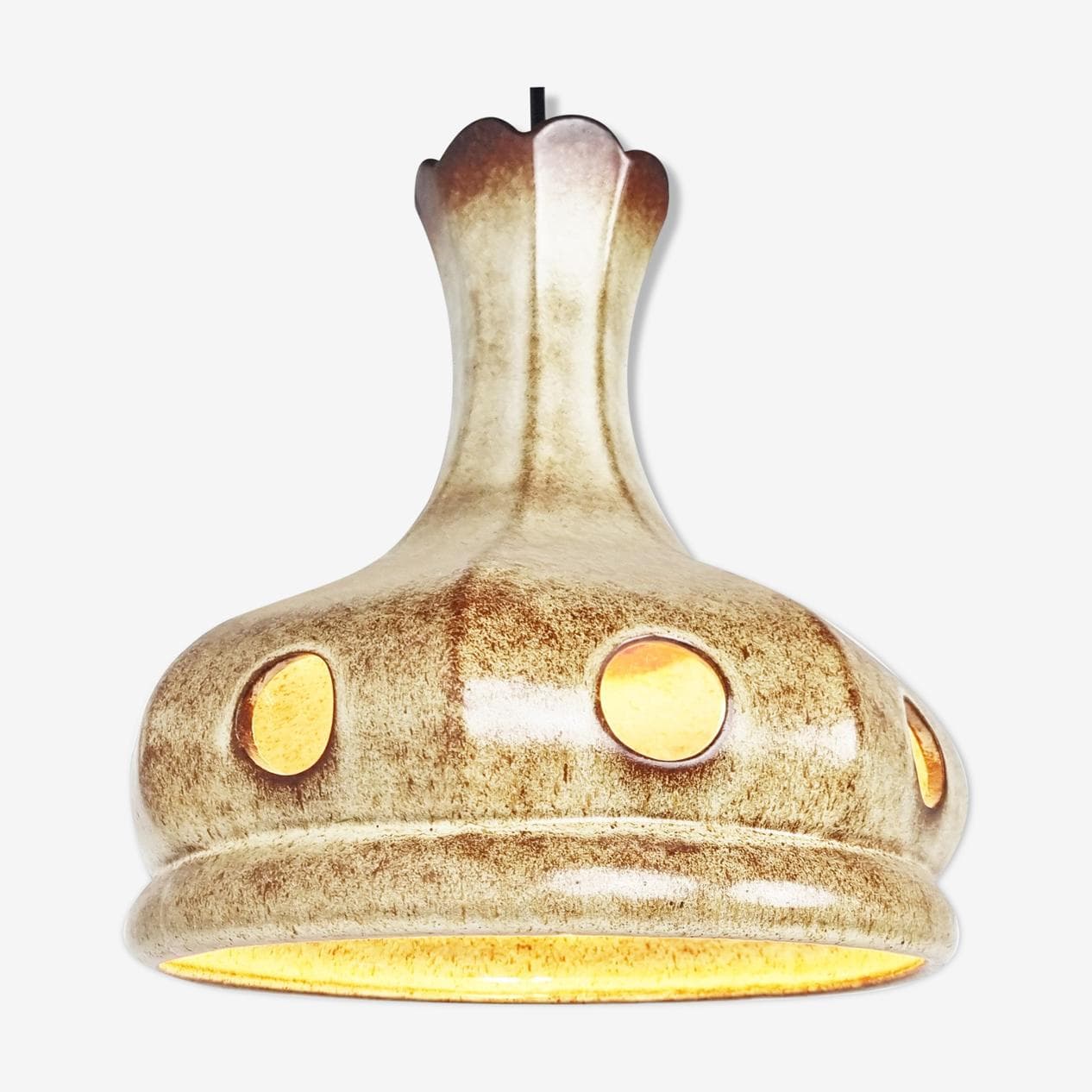 Lampa wisząca, beżowa, ceramika, Niemcy, lata 60. - 271742