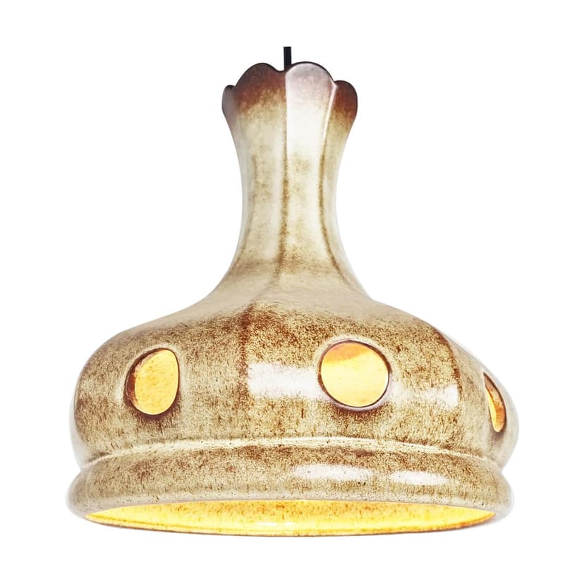 Lampa wisząca, beżowa, ceramika, Niemcy, lata 60.