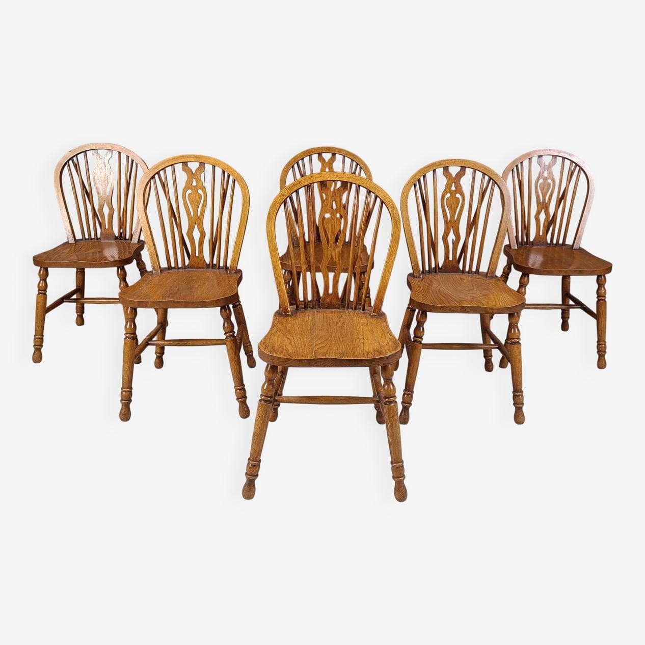 zestaw sześciu krzeseł jadalnianych, brązowy, drewno, Belgia, lata 70. - 271578