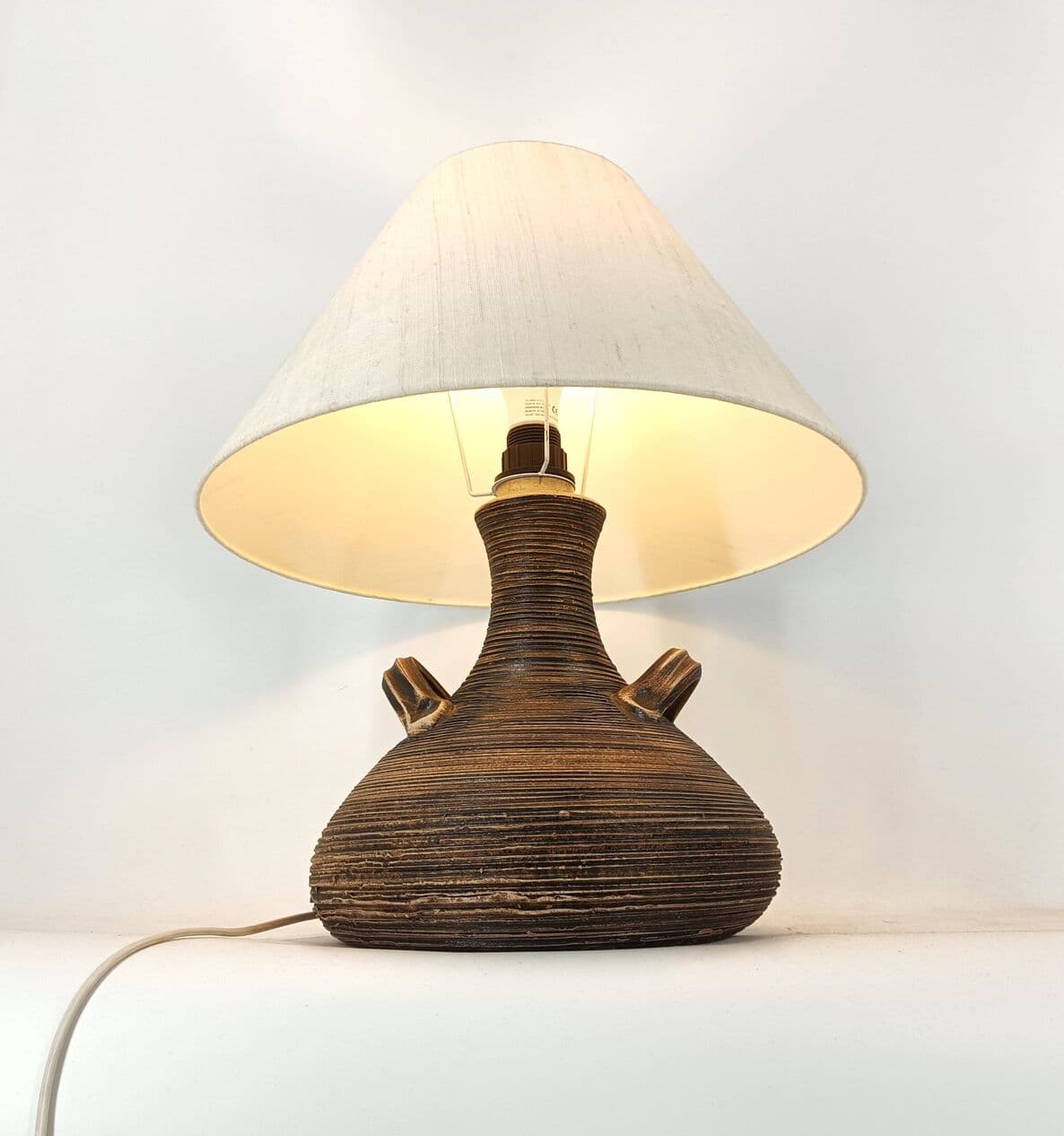 Table lamp, brown ceramics, Germany, 1960s. - 271454