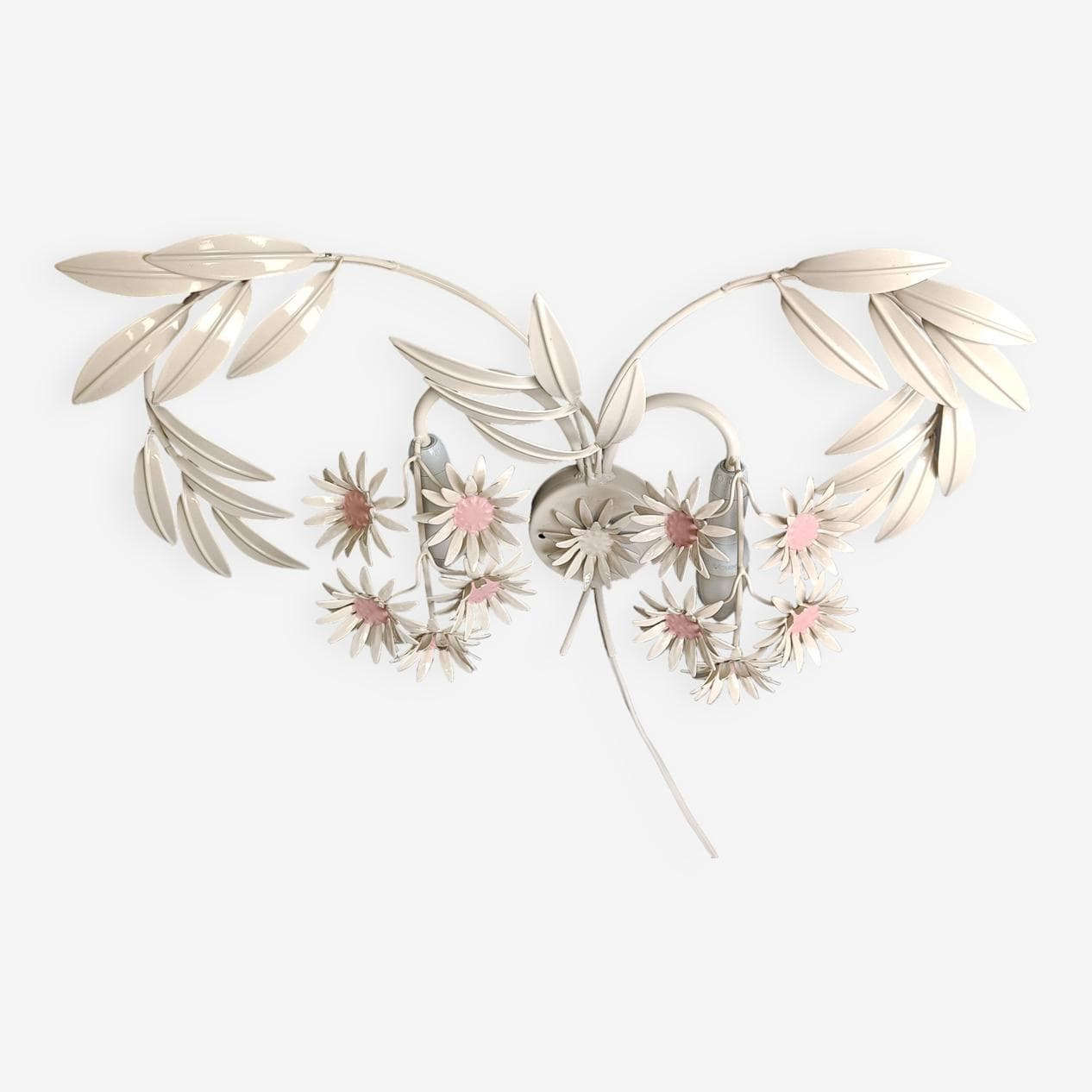 Kinkiet floral, metal biały, proj. H. Kögl, Włochy, lata 70. - 271344