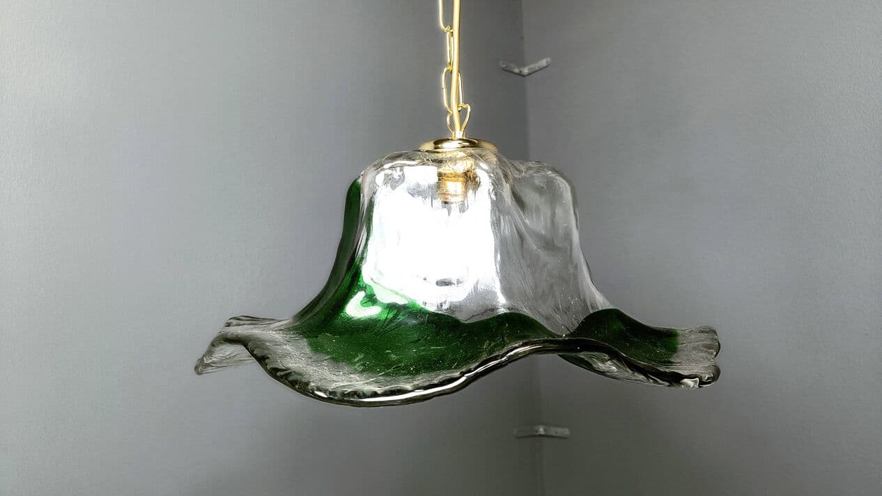 Lampa wisząca, Murano, zielony, szkło, Mazzega, Włochy, lata 60. - 271336