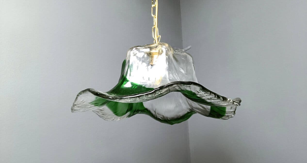 Lampa wisząca, Murano, zielony, szkło, Mazzega, Włochy, lata 60. - 271335