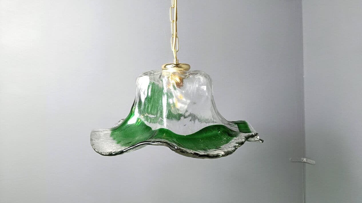 Lampa wisząca, Murano, zielony, szkło, Mazzega, Włochy, lata 60. - 271334