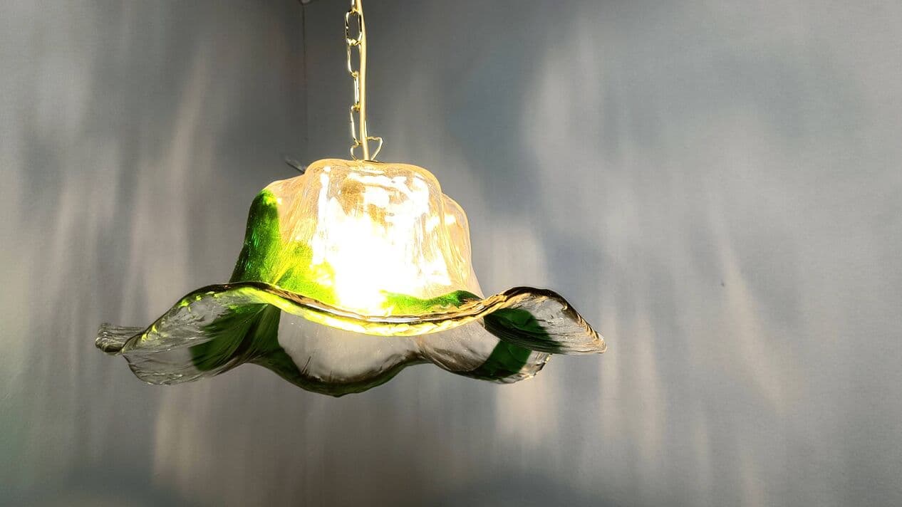 Lampa wisząca, Murano, zielony, szkło, Mazzega, Włochy, lata 60. - 271328