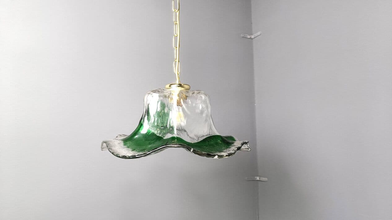 Lampa wisząca, Murano, zielony, szkło, Mazzega, Włochy, lata 60. - 271332