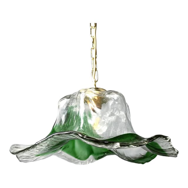 Lampa wisząca, Murano, zielony, szkło, Mazzega, Włochy, lata 60. - WYMIARY