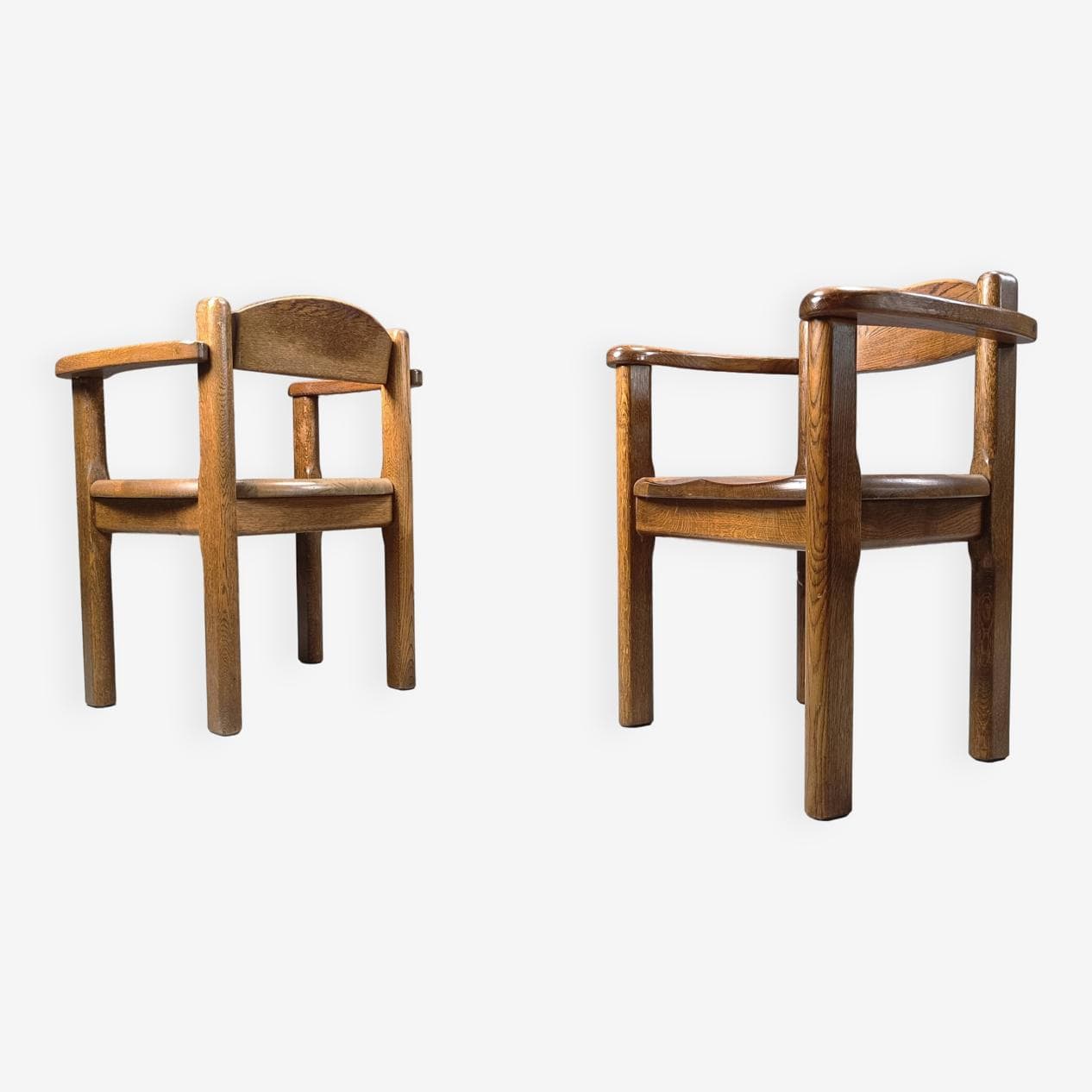 zestaw czterech foteli, brązowy, drewno, Belgia, lata 70. - 271292