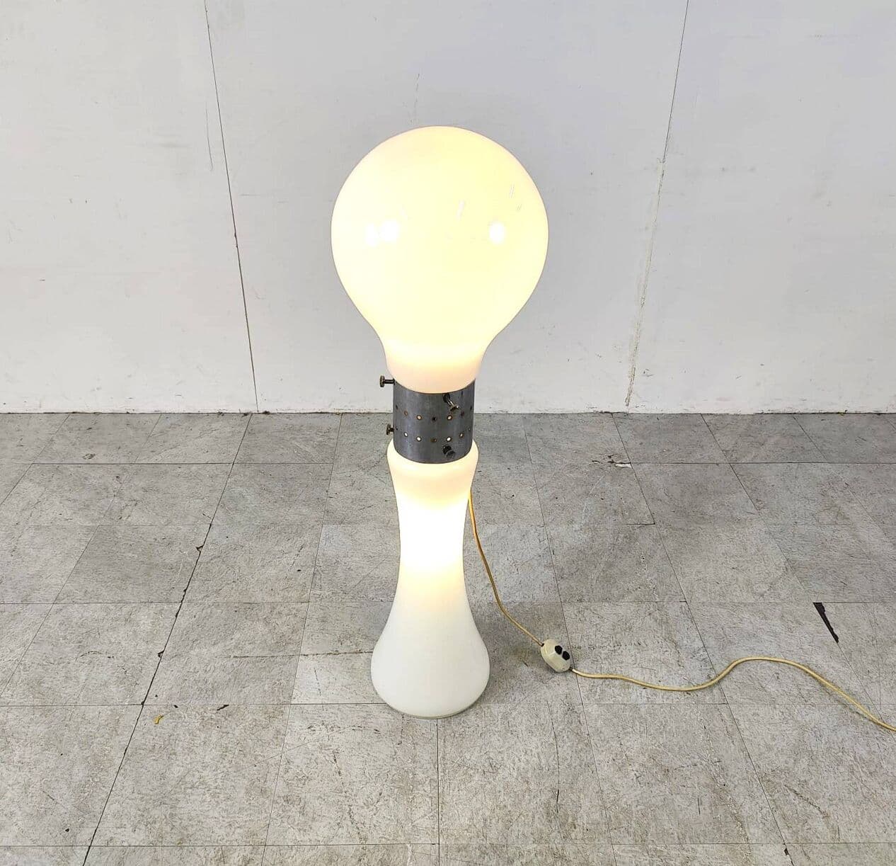 Lampa podłogowa Birillo, biała, szkło, proj. C. Nason, Mazzega, Włochy, lata 60. - 271182