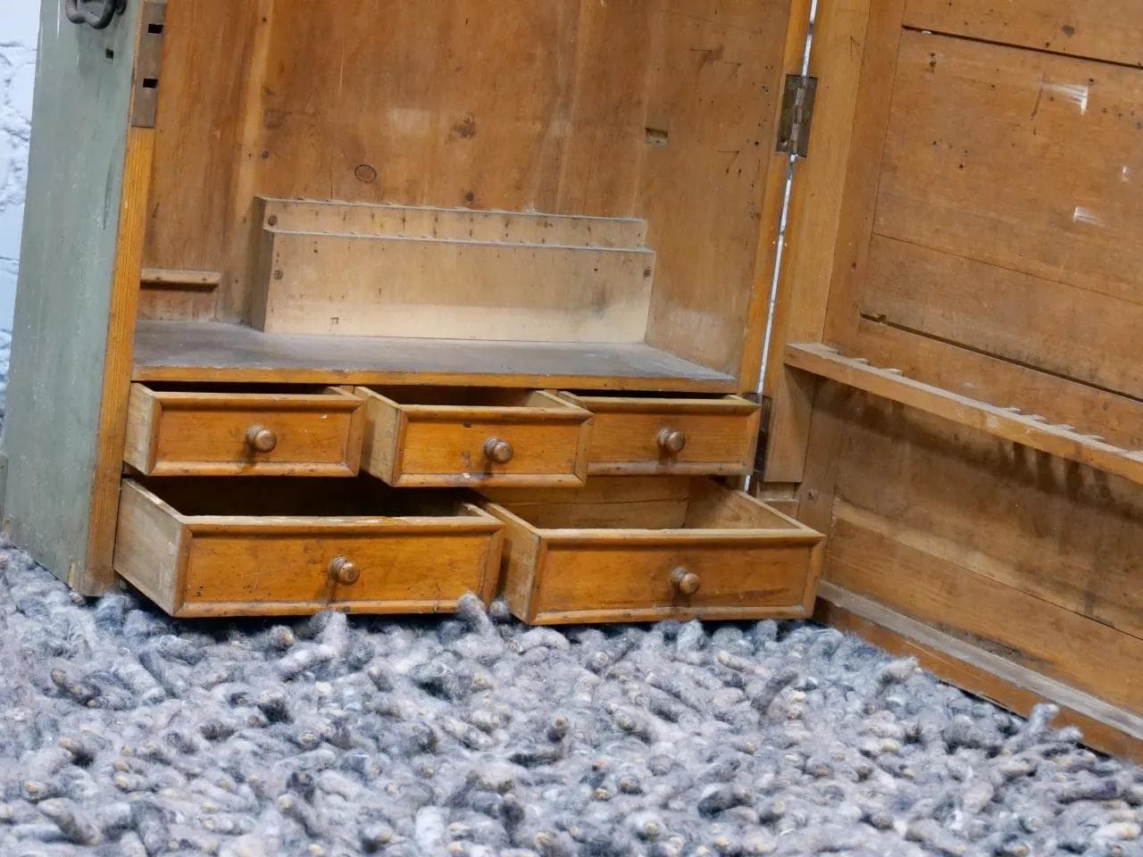 Wall-Mounted Workshop Cabinet, grey wood, France, 1930s - 19297