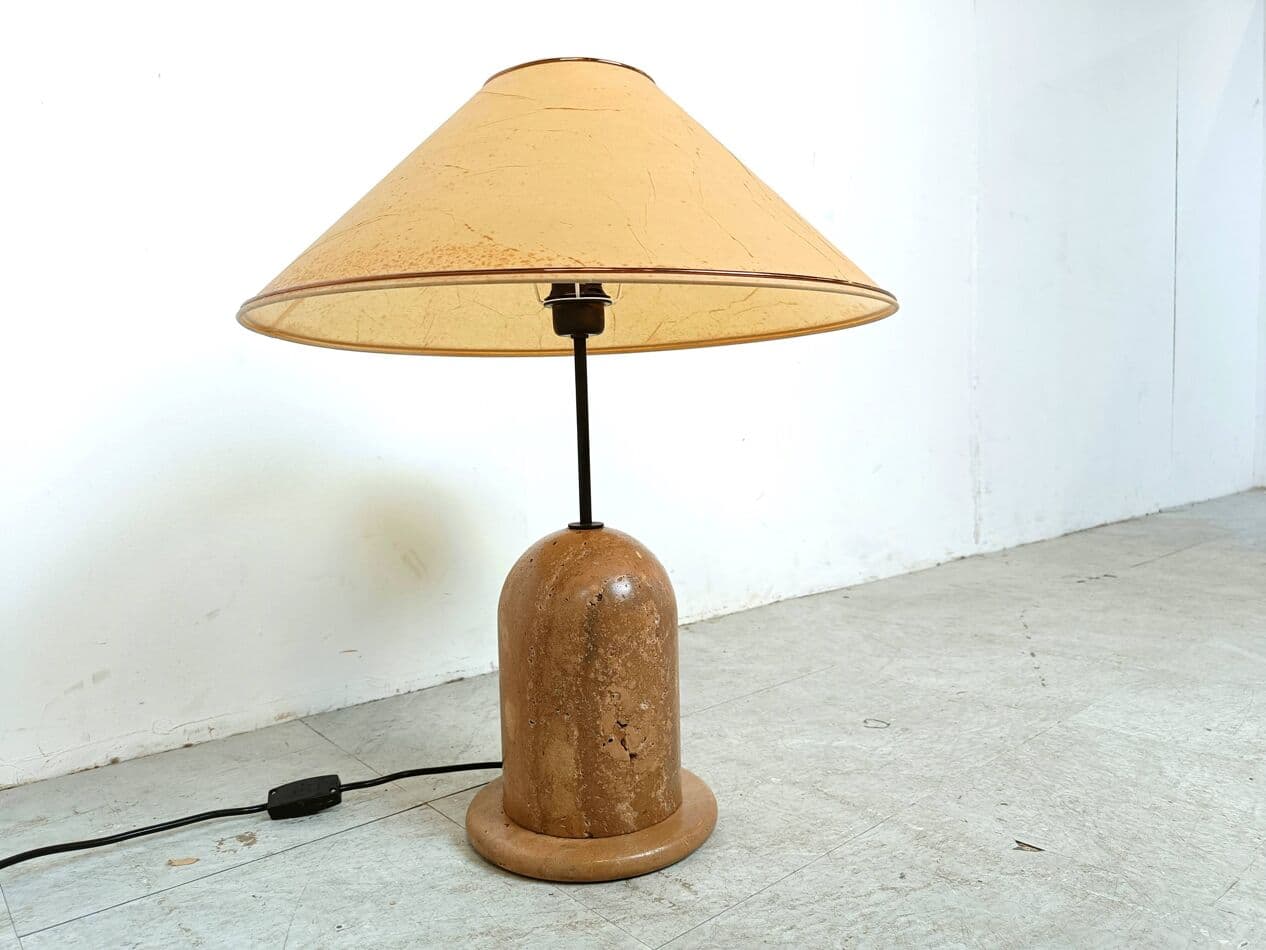 Lampa stołowa, beżowy, trawertyn, lata 70. - 271086