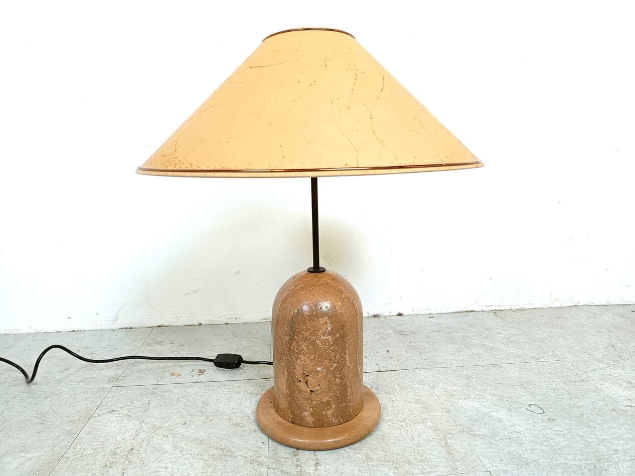Lampa stołowa, beżowy, trawertyn, lata 70. - 271083