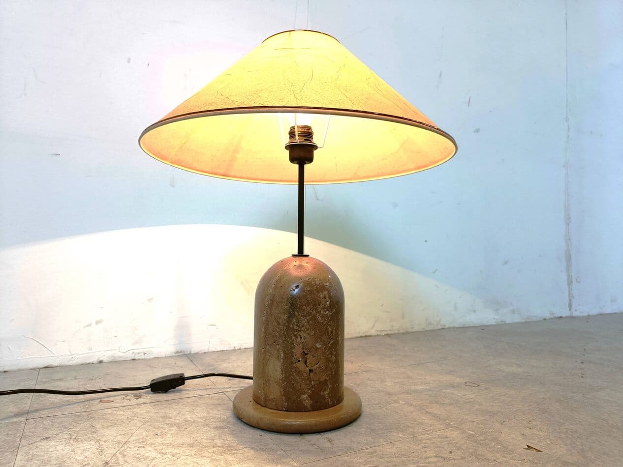 Lampa stołowa, beżowy, trawertyn, lata 70. - 271091
