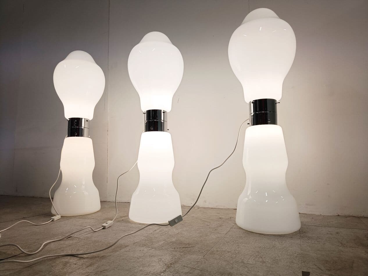 Lampa podłogowa, szkło Murano białe, proj. C. Nason, Mazzega, Włochy, lata 60. - 271032