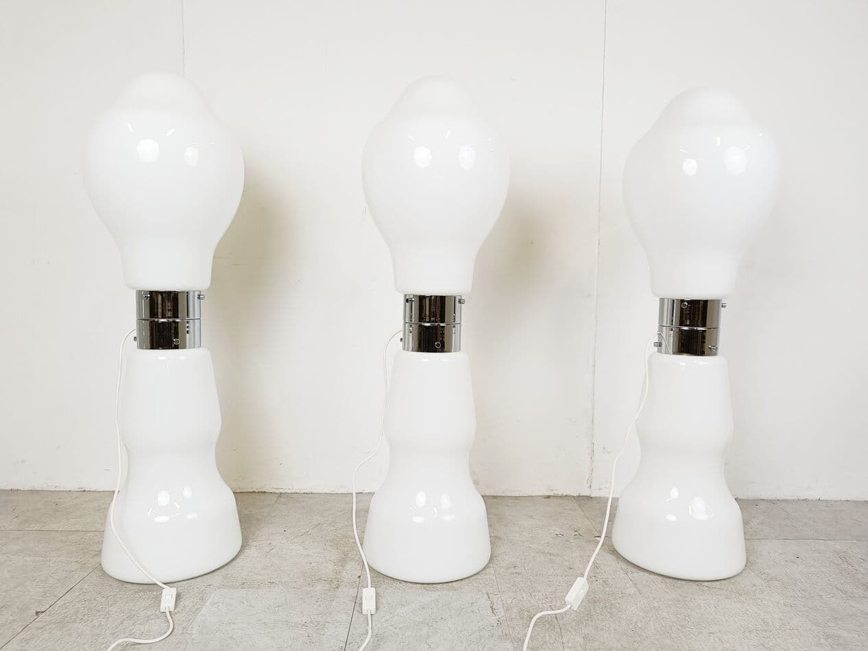 Lampa podłogowa, szkło Murano białe, proj. C. Nason, Mazzega, Włochy, lata 60. - 271031